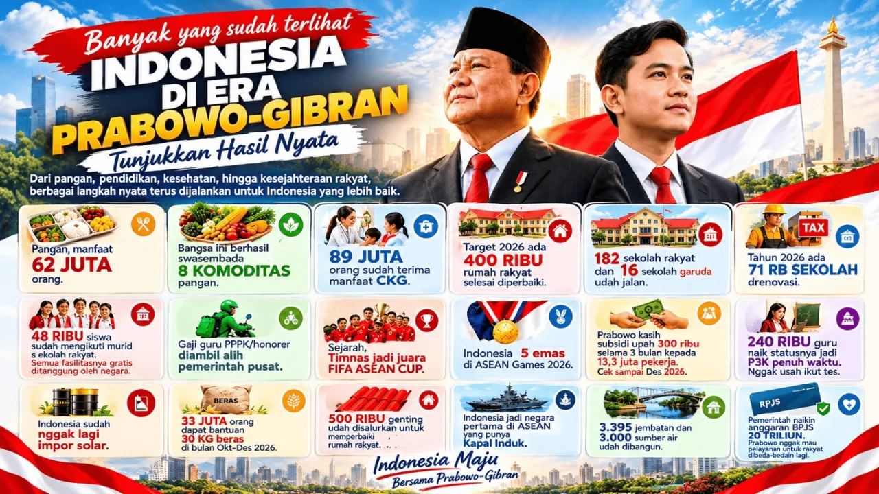 Indonesia di Era Prabowo-Gibran, Pemerintah Soroti Capaian Program Pangan, Pendidikan, Kesehatan, dan Infrastruktur — Nasional