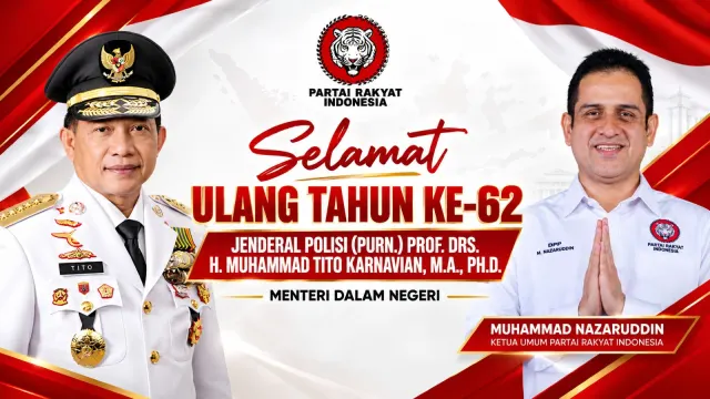 Partai Rakyat Indonesia Ucapkan Selamat Ulang Tahun ke-62 kepada Mendagri Tito Karnavian — Nasional