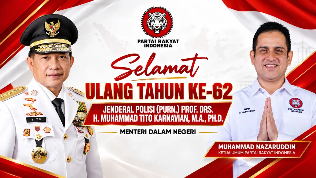 Spanduk Ulang Tahun Ke-62 Bernuansa Merah Putih