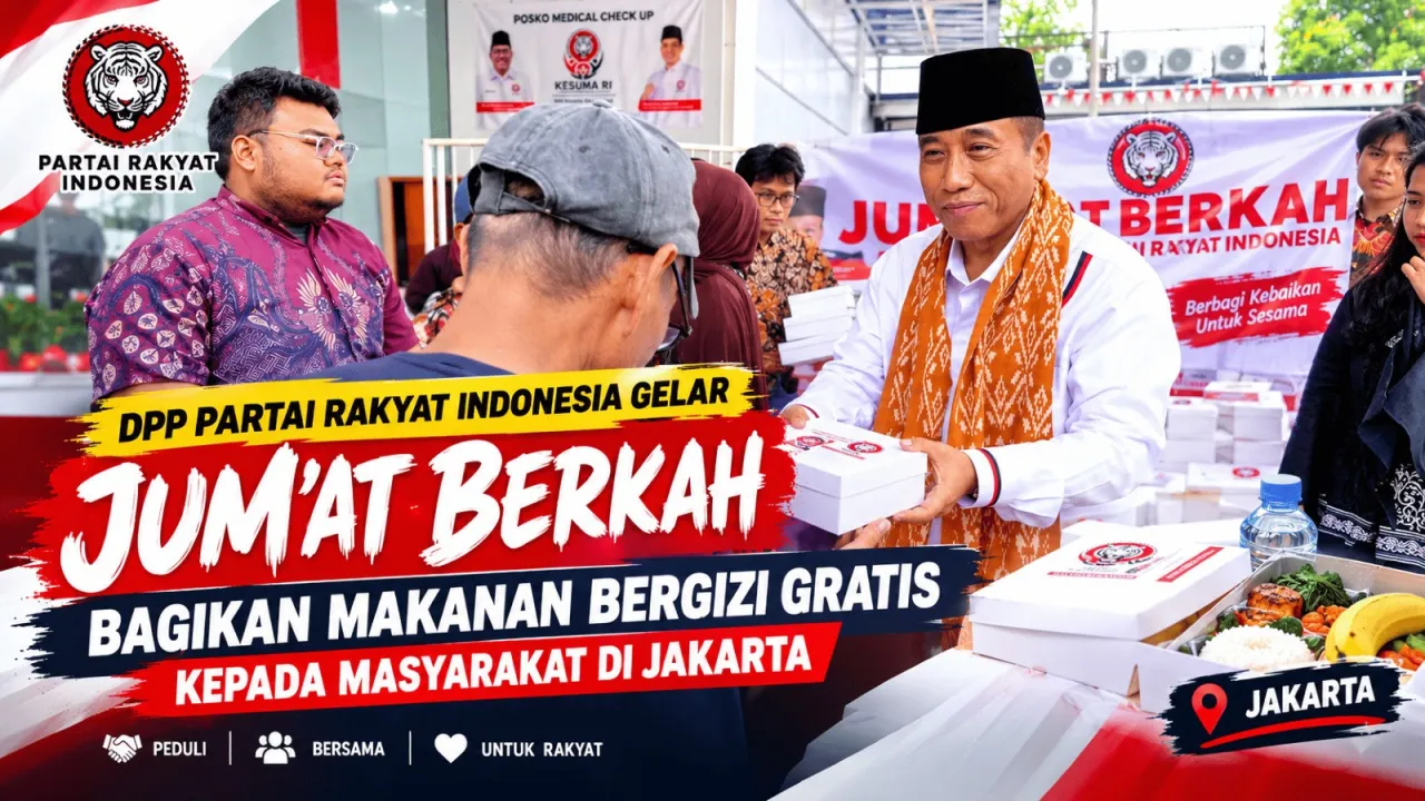 Wujud Kepedulian Sosial, Partai Rakyat Indonesia Bagikan Makanan Gratis Lewat Program Jum’at Berkah — News